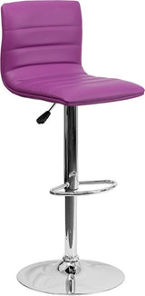 Estella Lois Mid-Back Purple Vinyl Swivel Adjustable Barstool