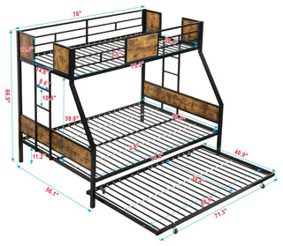 Gewnee Twin Over FULL Metal Bunk Bed with Trundle