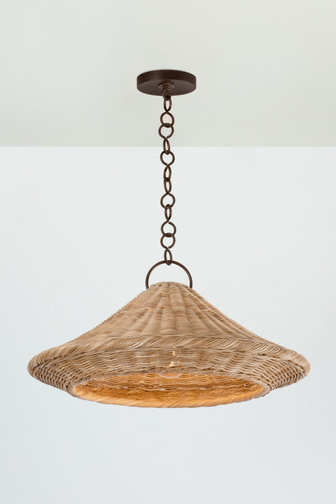 Baychester 22" Wide Bronze Leaf Pendant
