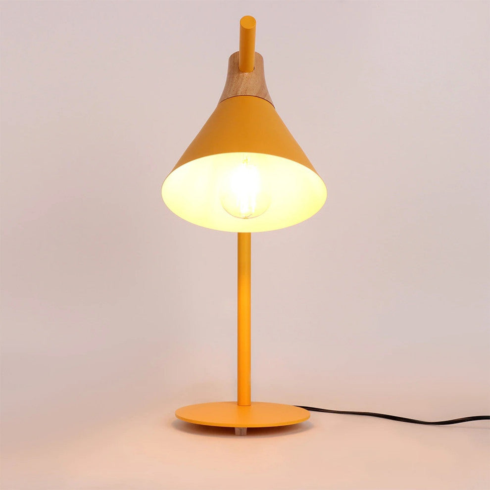 Modern simple iron wood desk lamp for study, bedroom, parlor, bookstore, hotel, Y