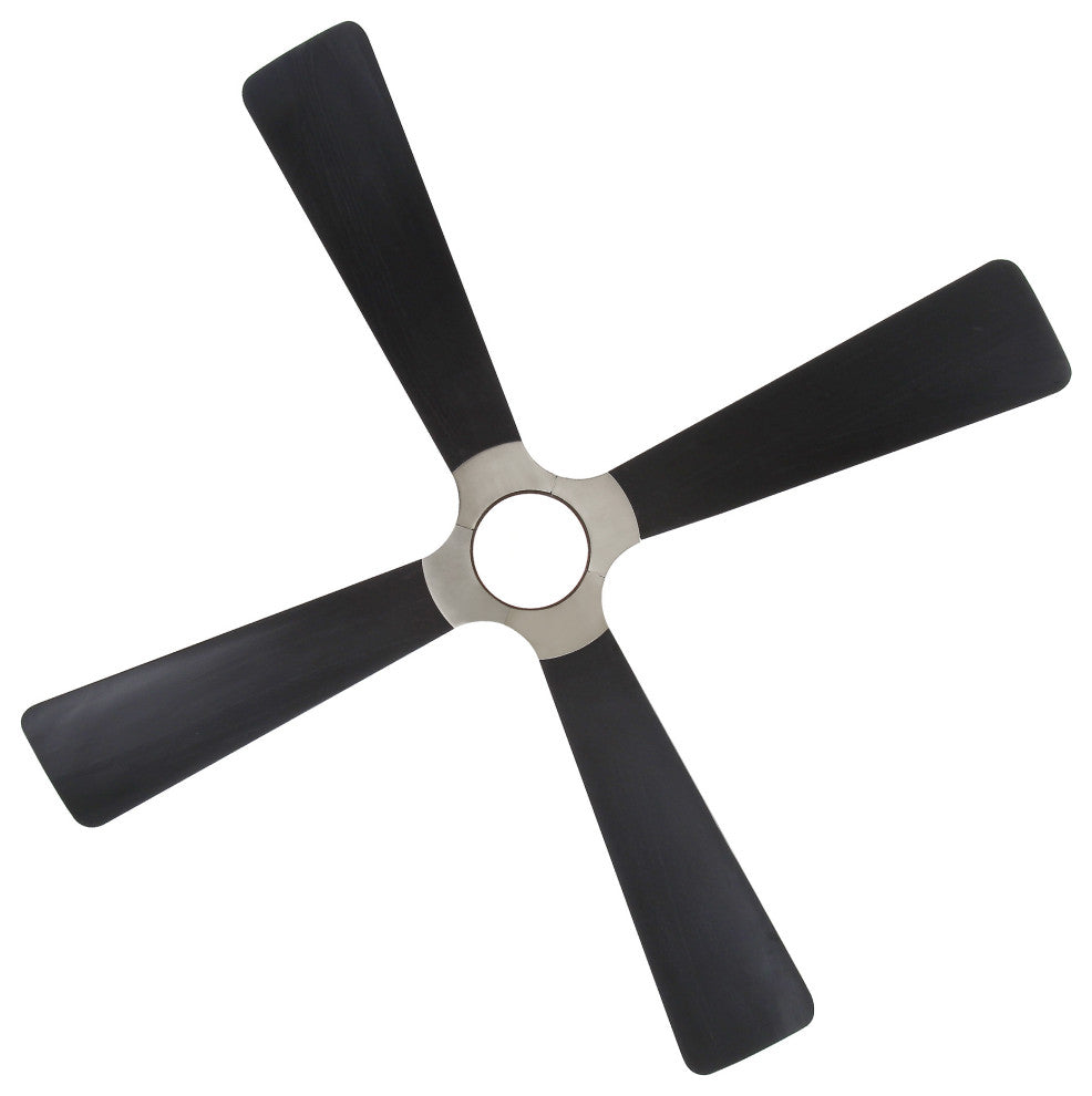 56" 4-Blade Solid Wood Ceiling Fan with LED Light and Remote Control, Brushed Nickel/Black