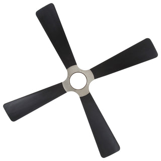 56" 4-Blade Solid Wood Ceiling Fan with LED Light and Remote Control, Brushed Nickel/Black