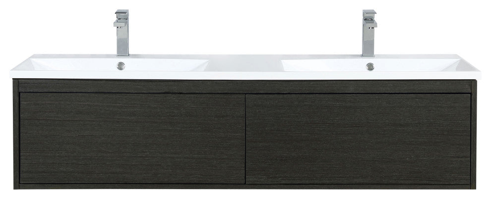 Sant 60 Iron Charcoal DB Vanity, Acrylic Top With Sinks, Gun Metal Faucet Set