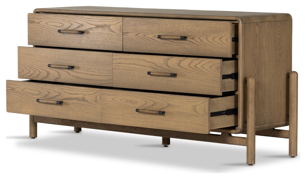 Caroline 6 Drawer Dresser-Smoked Oak
