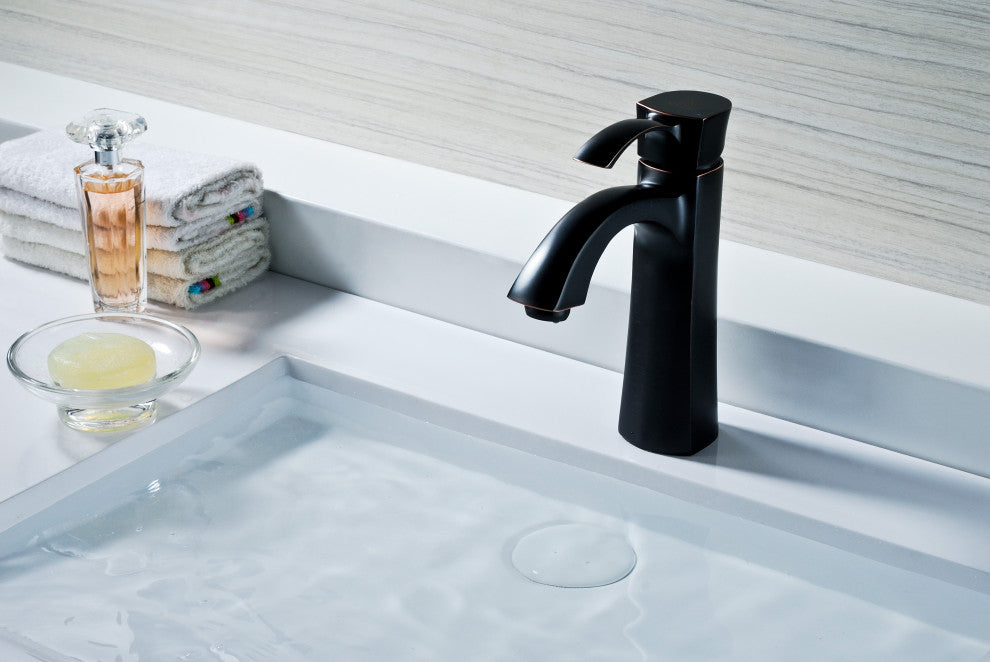 Rhythm Single Hole Single Handle Mid-Arc Bathroom Faucet, Oil Rubbed Bronze
