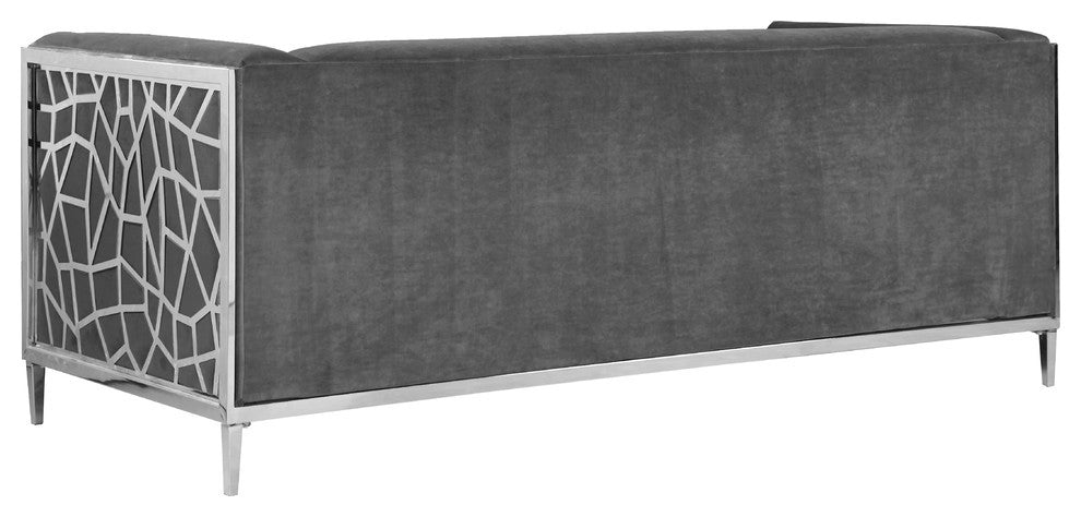 Opal Velvet Upholstered Sofa, Gray