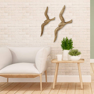 2 Piece Americana Flying Sea Gulls Wall Sculptures
