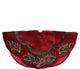 48" Embroidered Metallic Red and Green Holly Scalloped Velvet Christmas Tree Ski