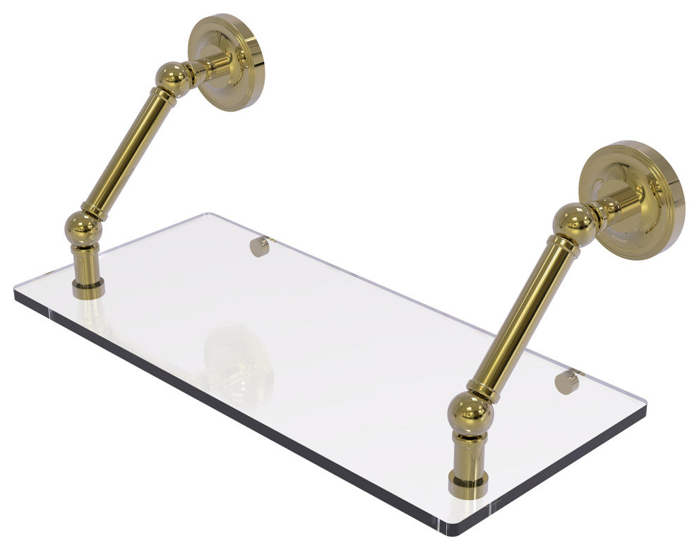 Prestige Regal 18" Floating Glass Shelf, Unlacquered Brass