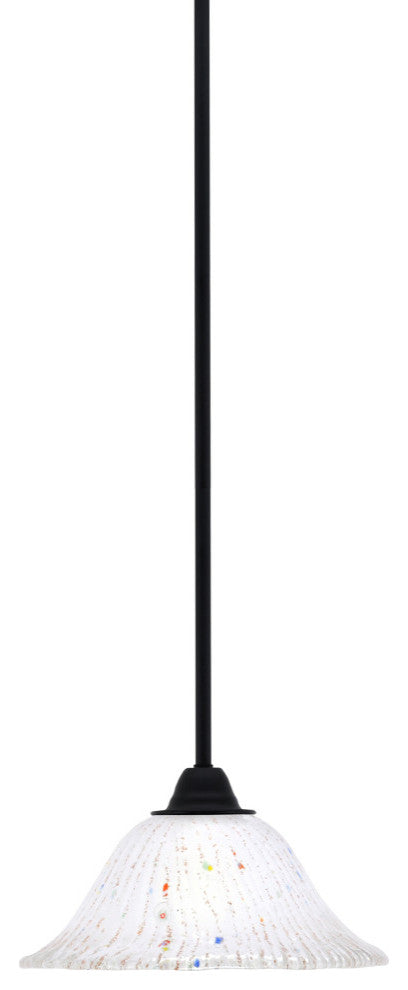 Paramount Mini Pendant, Matte Black, 10" Frosted Crystal Glass