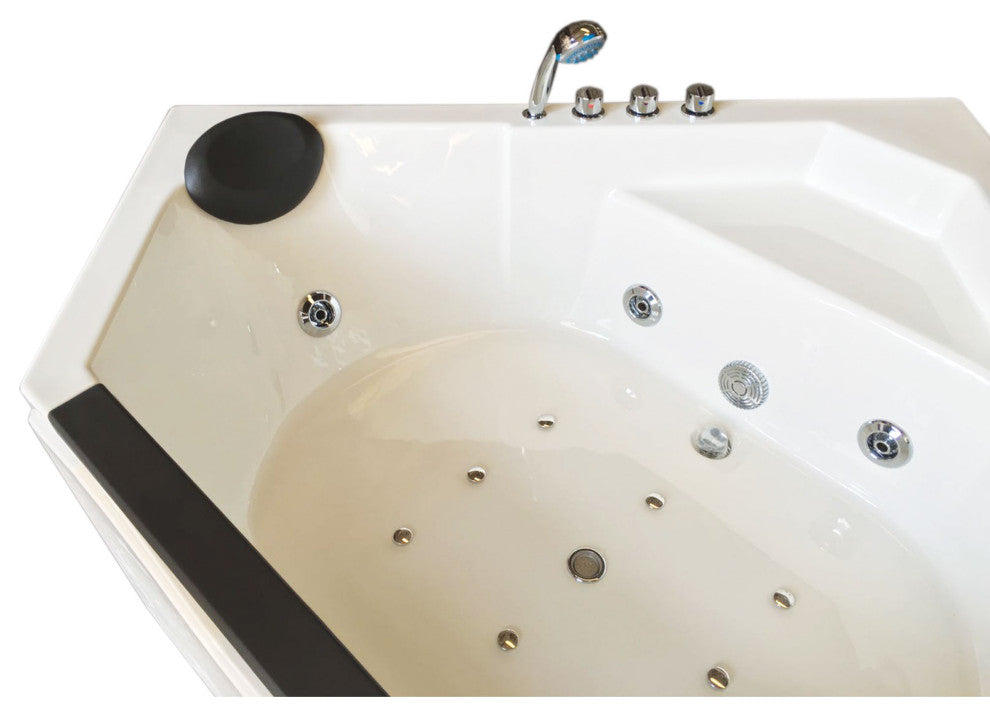 Whirlpool Corner Bathtub white 59.05" x 59.05" with Heater - Ibiza