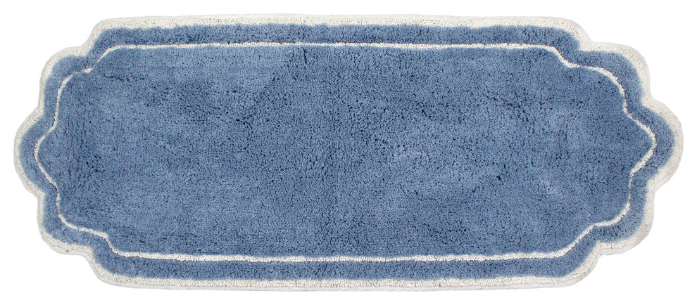 Allure Collection 100% Cotton Tufted Non-Slip Bathroom Rug, 21"x54" Runner, Blue