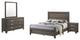 Rustic Wood Gray 4pc Bedroom Set in Queen with Dresser Mirror and Nightstand