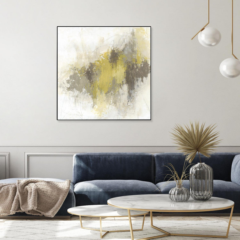 "Saffron Abstract I" Framed Canvas by Giant Art 30"x30"