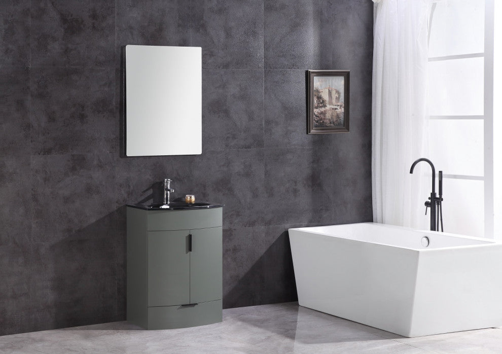 24" Pewter Green Bathroom Vanity, PVC