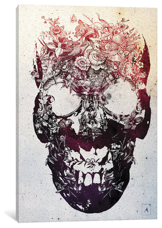 "Floral Skull" by Ali Gulec, Canvas Print, 40"x26"