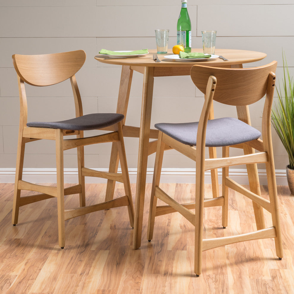 GDF Studio Molle Mid-Century Design Counter Stools, Gray/Oak, Set of 2