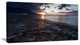"Gloomy Sea Coast At Sunrise" Modern Seashore Canvas Art, 40"x20"