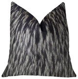Wolf Fur Lover Black White Handmade Luxury Pillow, 12"x20"