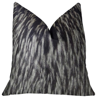 Wolf Fur Lover Black White Handmade Luxury Pillow, 12"x20"