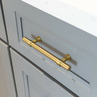 Satin Brass Gold Handle Pull 6-1/4" (160mm) Hole Centers, 8-3/4" Length