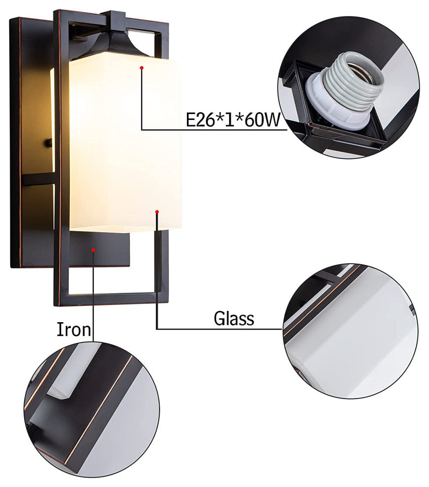 Vintage Wall Sconce With Bronze Finish Glass Vanity Wall Light Fixture
