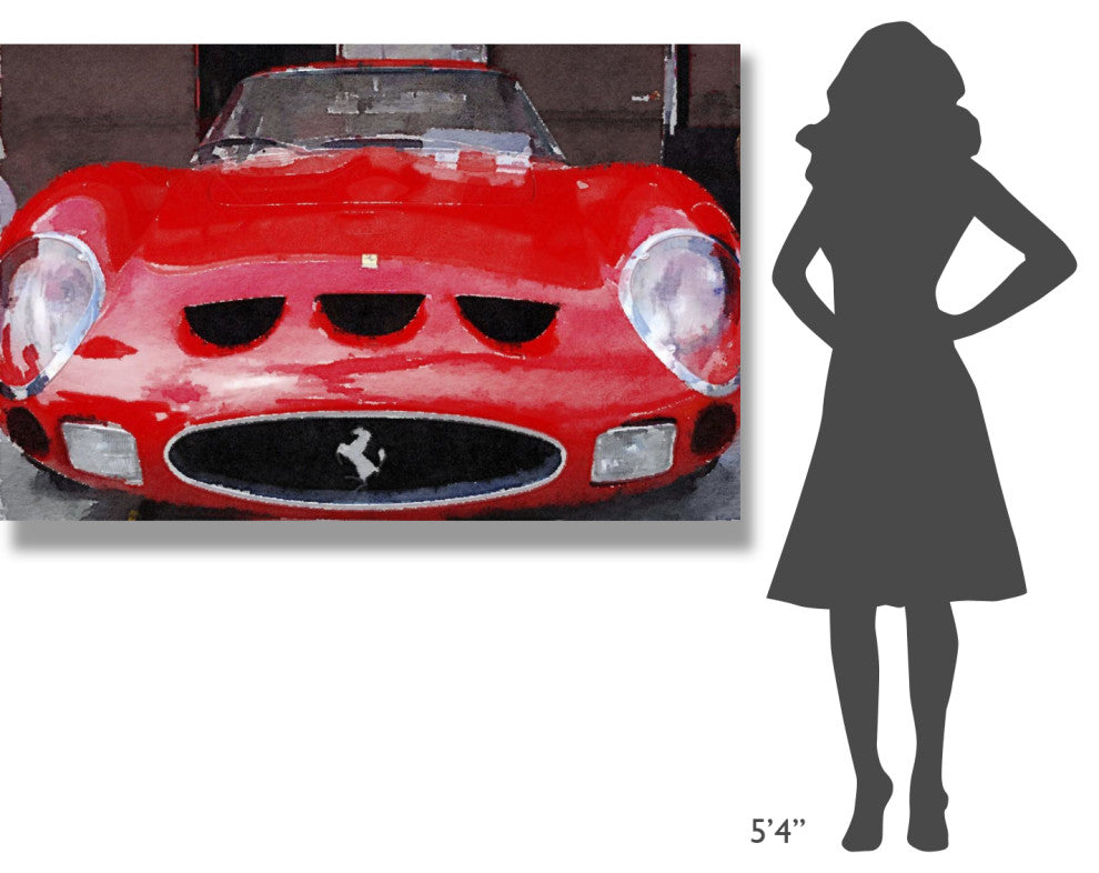 "1962 Ferrari 250 GTO Front Watercolor" Fine Art Print