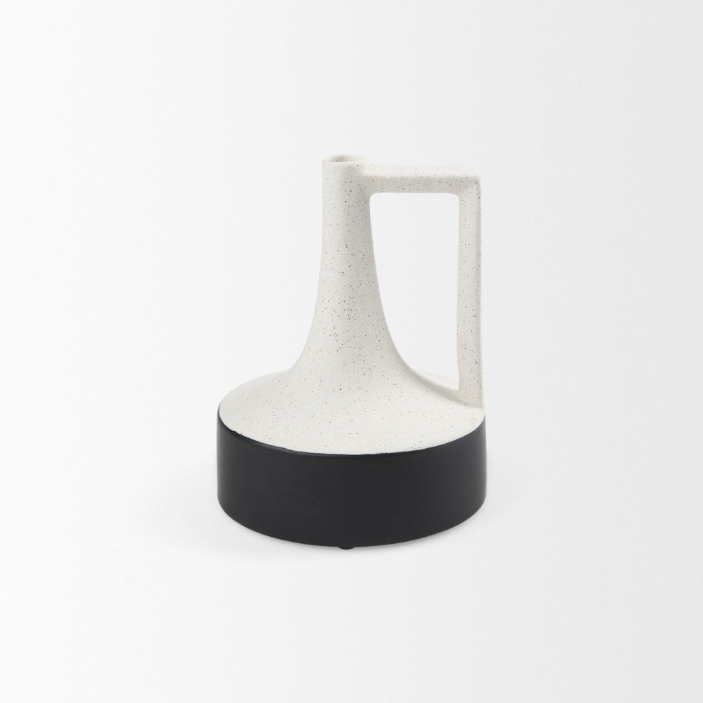 Burton 8.3H Small White and Black Ceramic Jug Vase