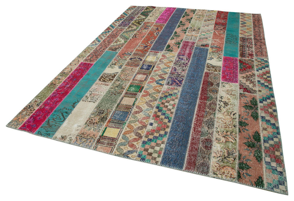 Rug N Carpet - Handmade Oriental 6' 8" x 10' 0" Faded Patchwork Area Rug