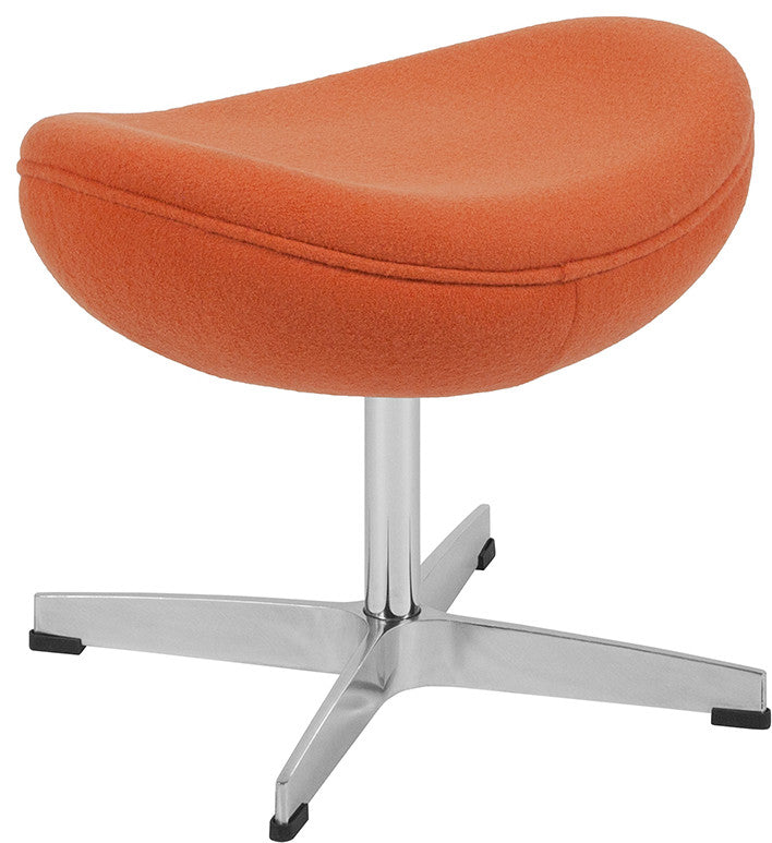 Orange Wool Fabric Ottoman