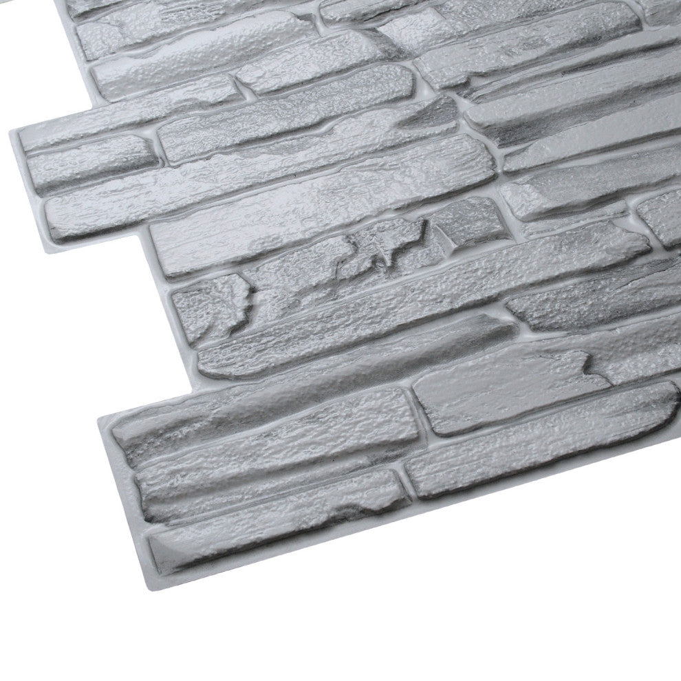 Grey Flagstone 3D Wall Panels, Set of 10, Covers 56.1 Sq Ft