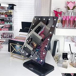 Touch XL Dimmable LED Makeup Mirror with Detachable 5X Mirror, Black