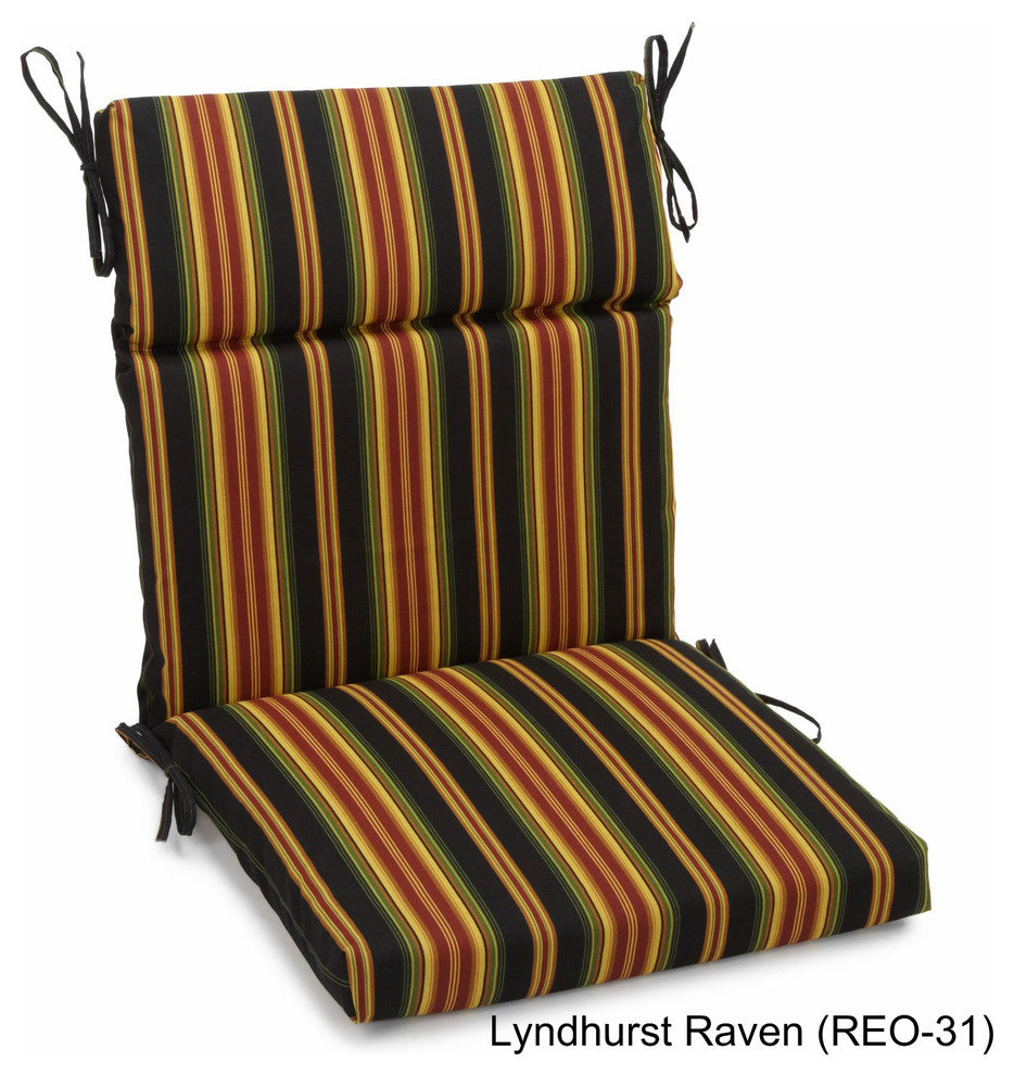 22"x45" Spun Polyester Squared Seat/Back Chair Cushion, Lyndhurst Raven