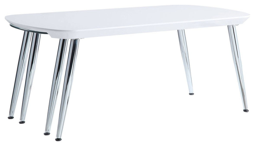 ACME Patina Coffee Table, White and Chrome Finish