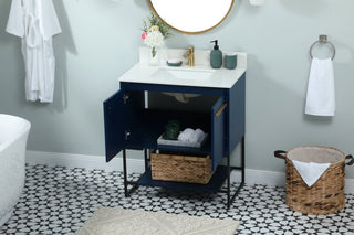 Sue 30" Single Bathroom Vanity, Blue, With Backsplash
