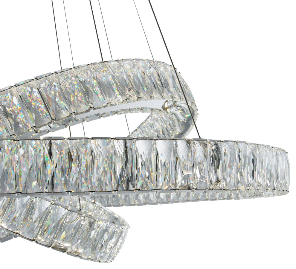 Crystal Elegance Integrated LED 3 Rings Chandelier