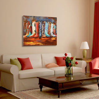 "Cowboy's Boots" Mixed Media Iron Hand Painted Dimensional Wall Art