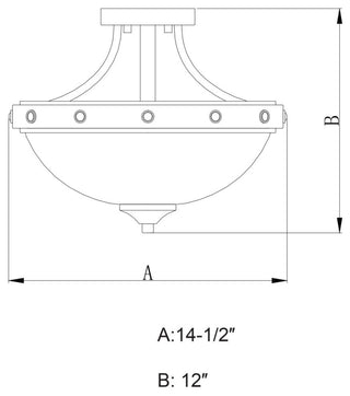 Halifax 14.5" Semi Flush Ceiling Light Black Walnut