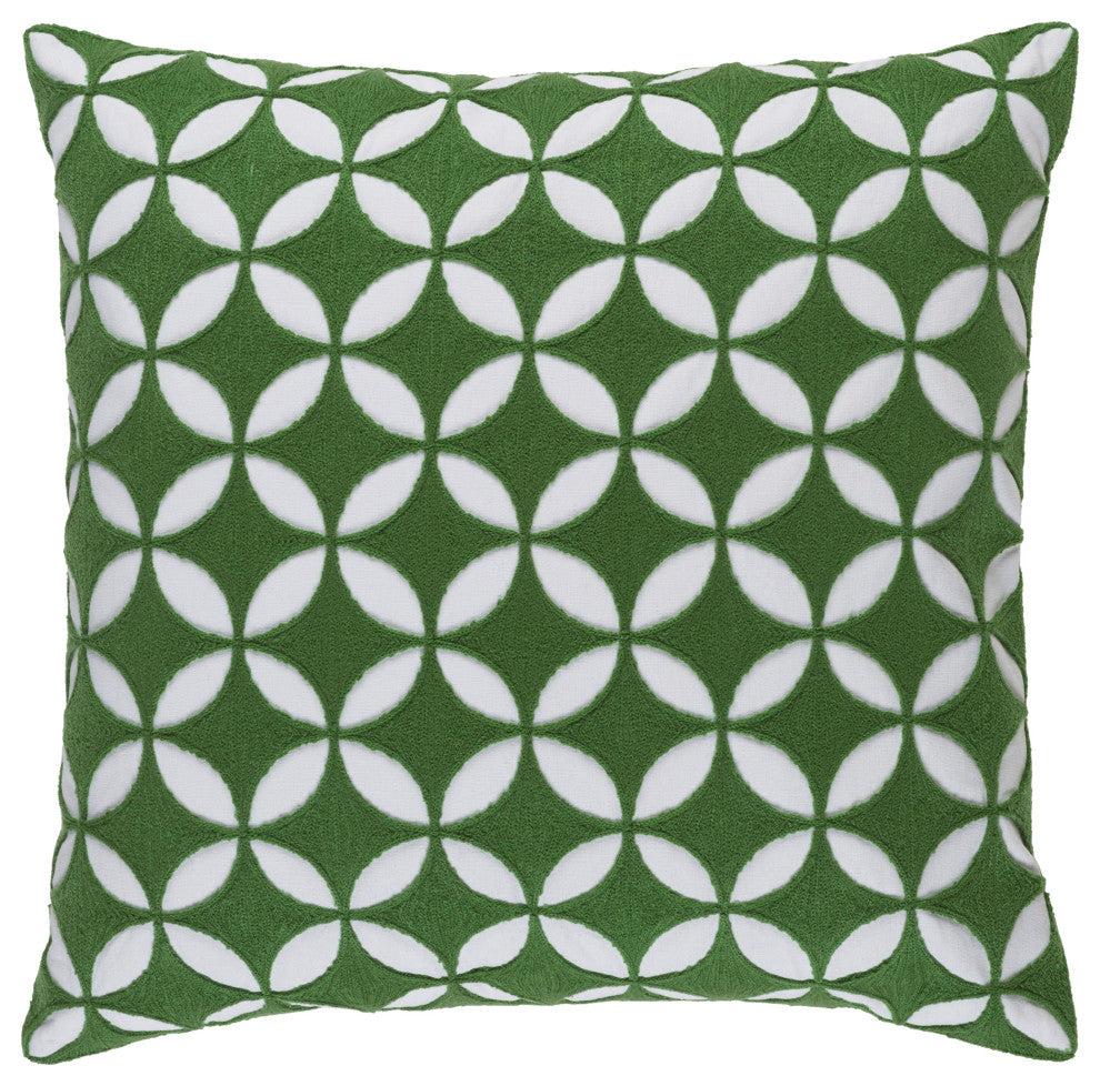 Surya Perimeter PER-004 18"x18" Pillow Kit, Dark Green/White