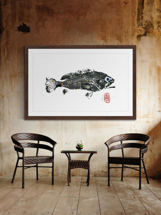 "Scamp Grouper" Framed Painting Print, 36"x24"