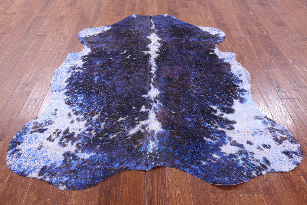 Blue Metallic Cowhide Rug 6' 9" X 6' 0" C2126