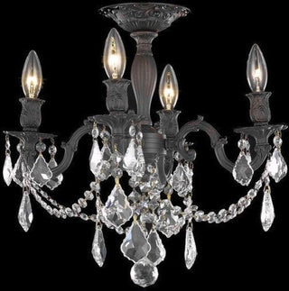 Elegant Lighting Rosalia 4-Light Flush Mount, Dark Bronze, Royal Cut, Clear