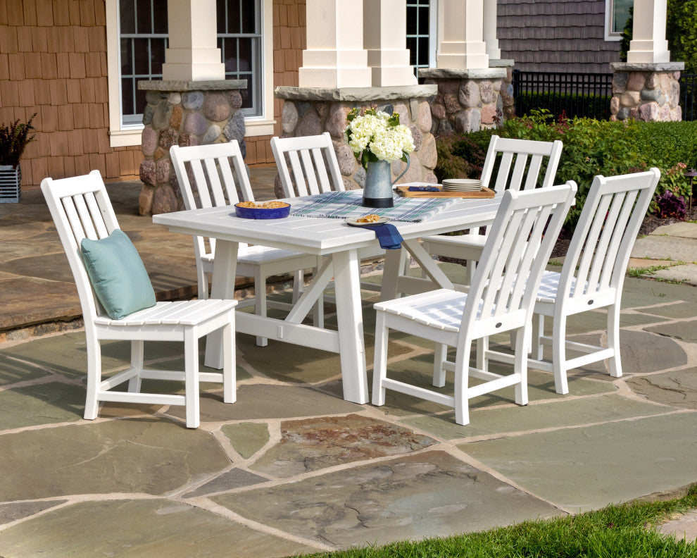 POLYWOOD Vineyard 7-Piece Rustic Farmhouse Side Chair Dining Set