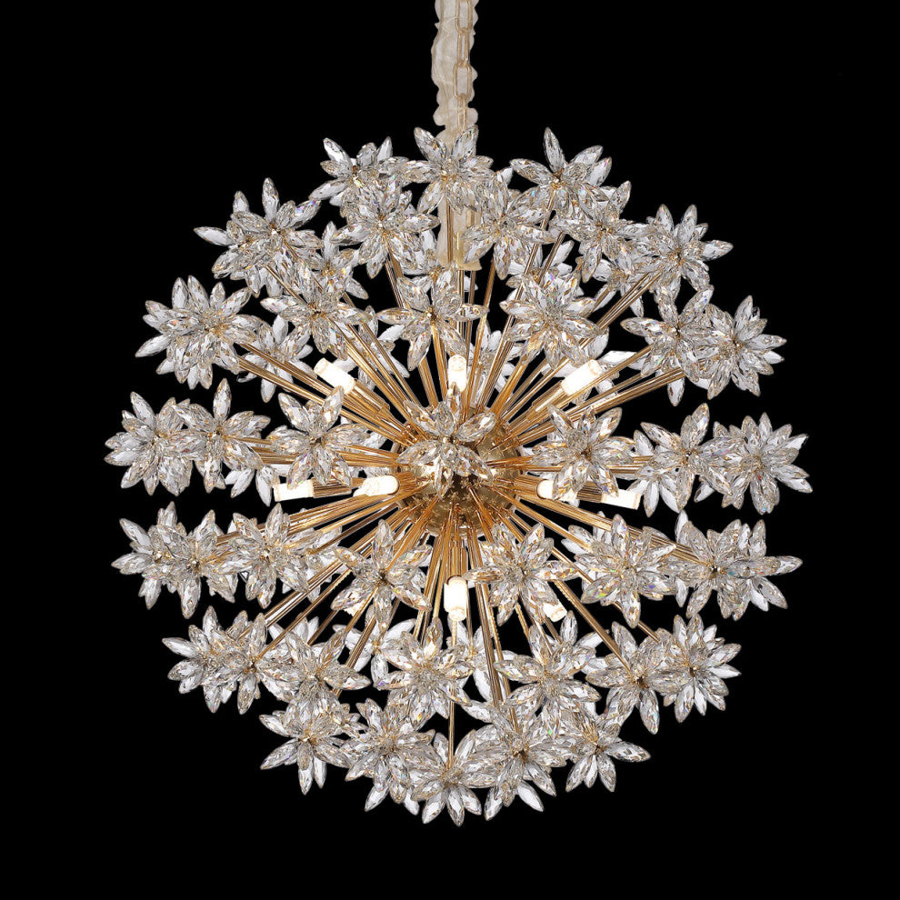 Bouquet 18-Light Round Chandelier - Crystal/Gold