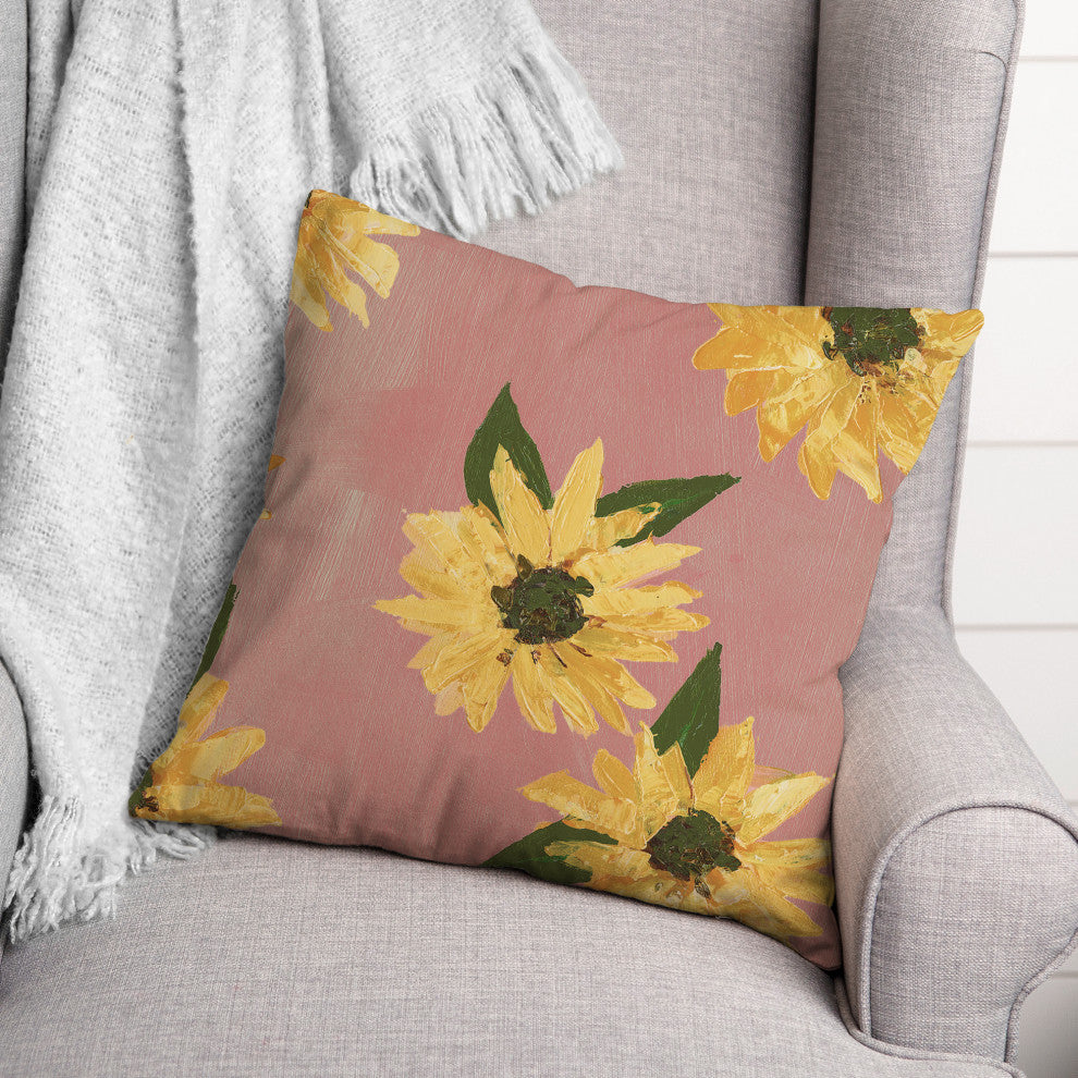 Painted Sunflower 4 16x16 Indoor / Outdoor Pillow