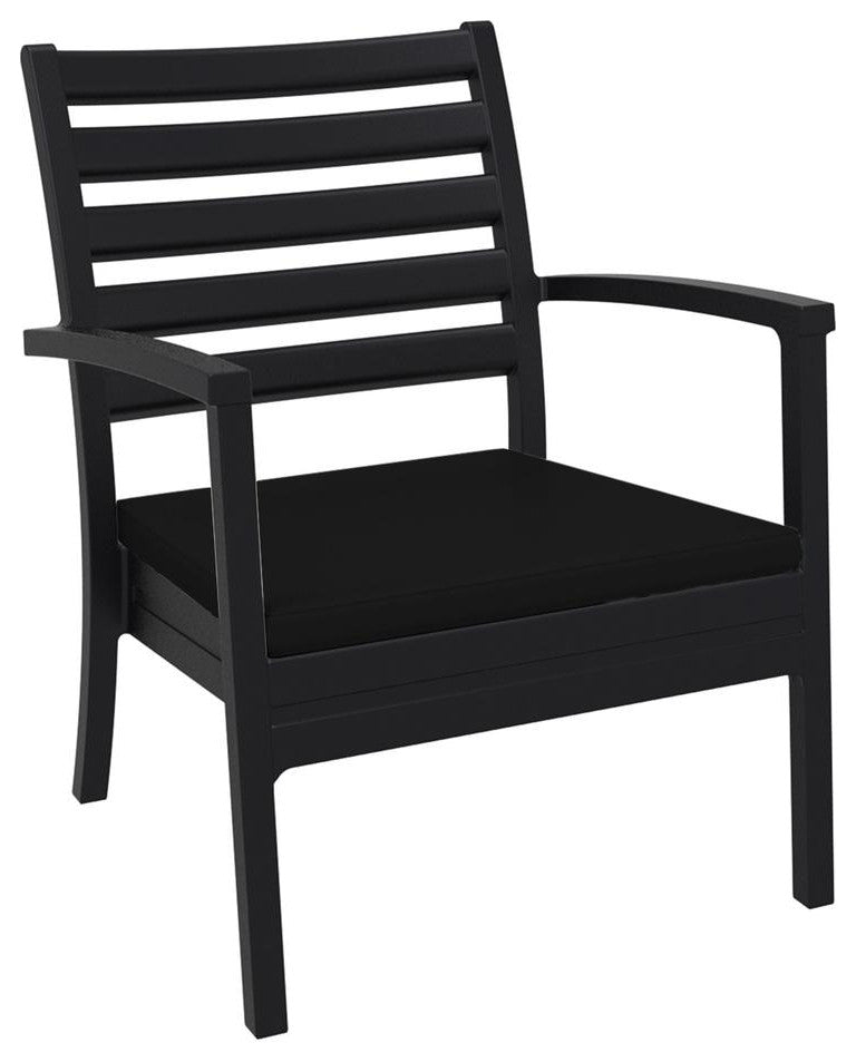 Artemis XL Club Chair Black with Sunbrella Black Cushions, Set of 2