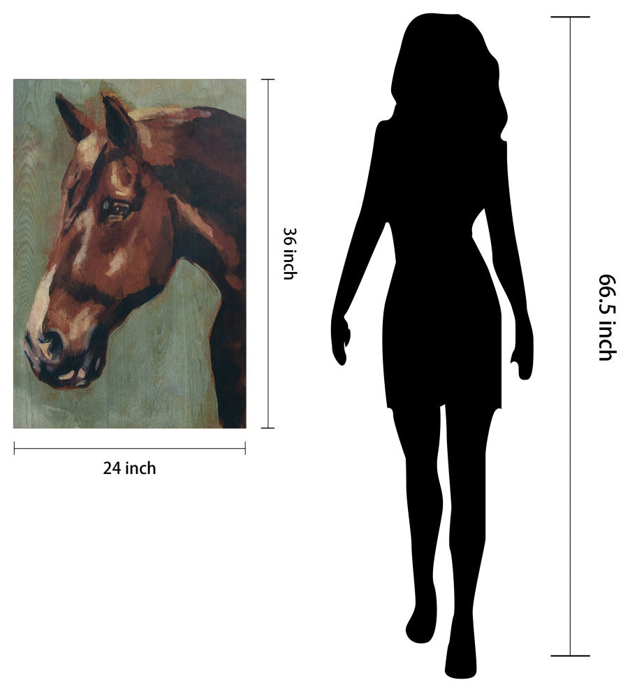 "Horse Portrait" Fine Giclee Printed on Hand Finished Ash Wood Wall Art Set of 2