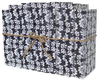 Decorative Books - Slate Damask Paper Wrapped Book Bundle - 1 foot of Grey Books