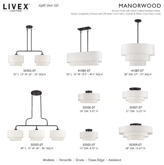 Manorwood 3-Light Bronze Medium Linear Chandelier with Hand Crafted Shades