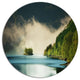 Beautiful Lake By Green Mountains, Landscape Round Wall Art, 11"